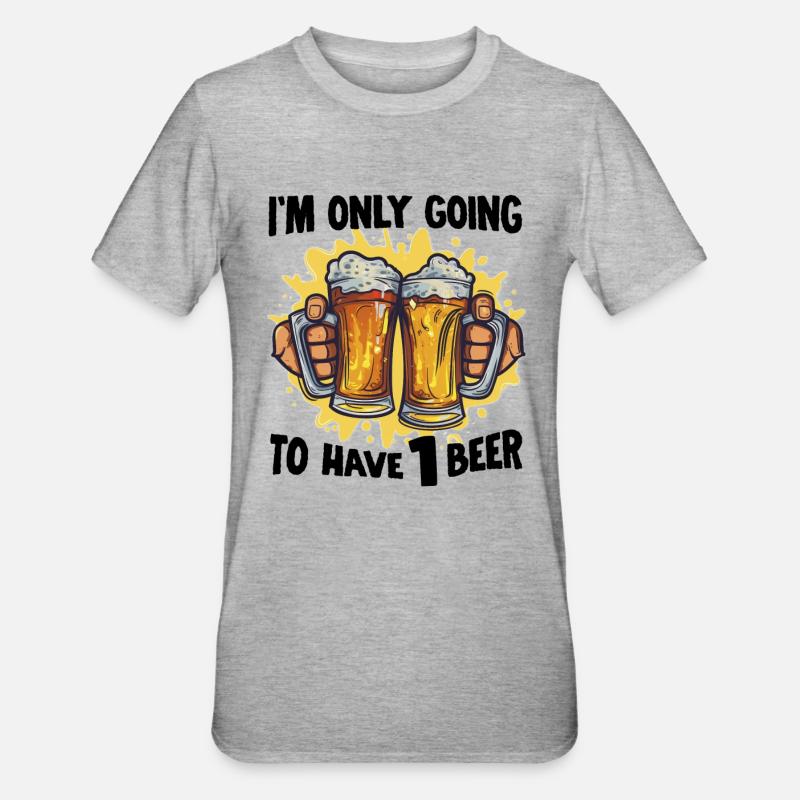 Drinking Biertrinker Bierliebhaber Biershirt - Unisex Polycotton T-Shirt - Grau meliert