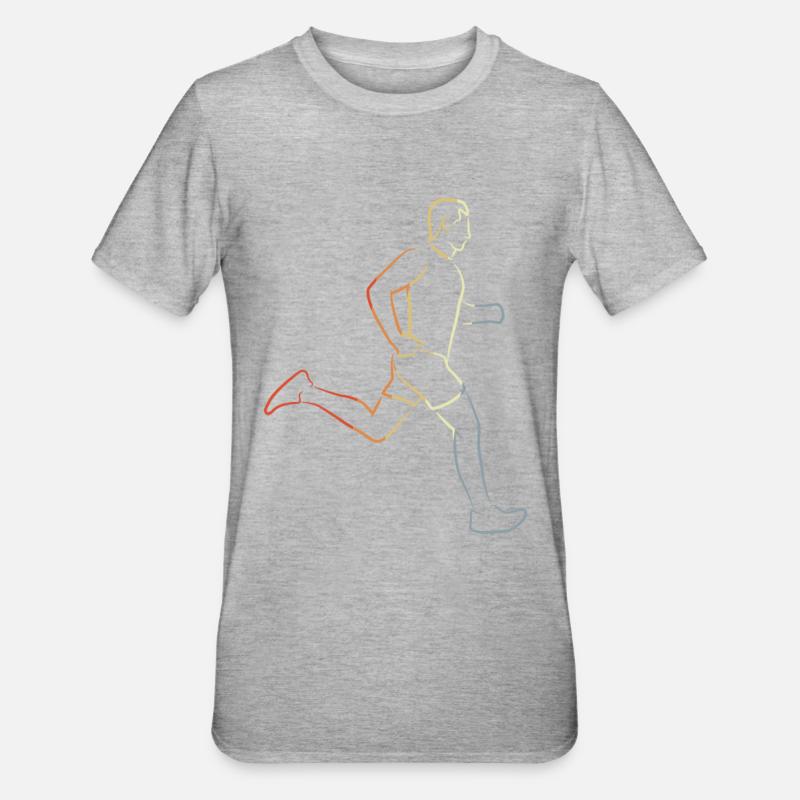 Lustiger Läufer Junge - Unisex Polycotton T-Shirt - Grau meliert