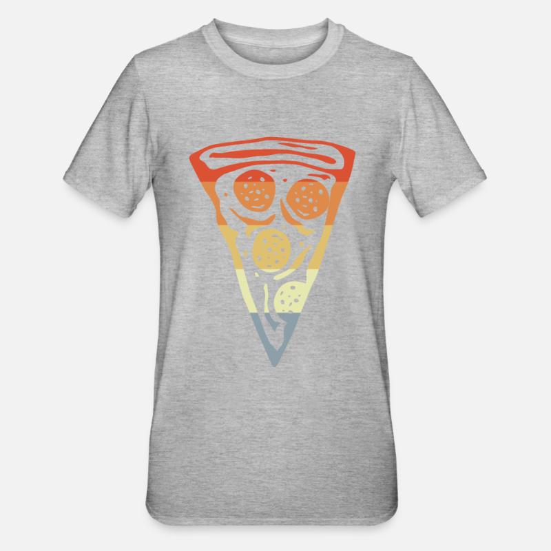 Tranche de pizza rétro - T-shirt polycoton Unisexe - gris chiné