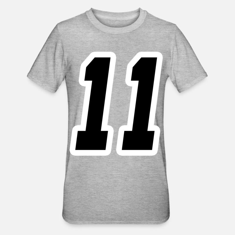 Nummer elf 11 - Unisex Polycotton T-Shirt - Grau meliert