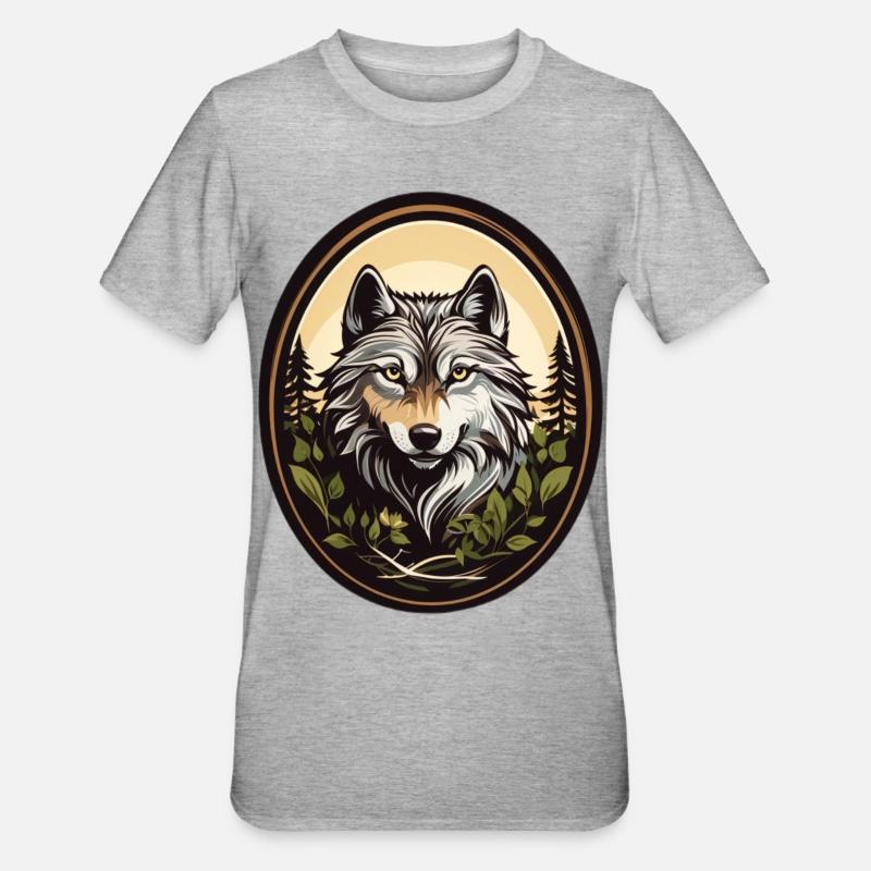 Waldbewohner Wolf - Unisex Polycotton T-Shirt - Grau meliert