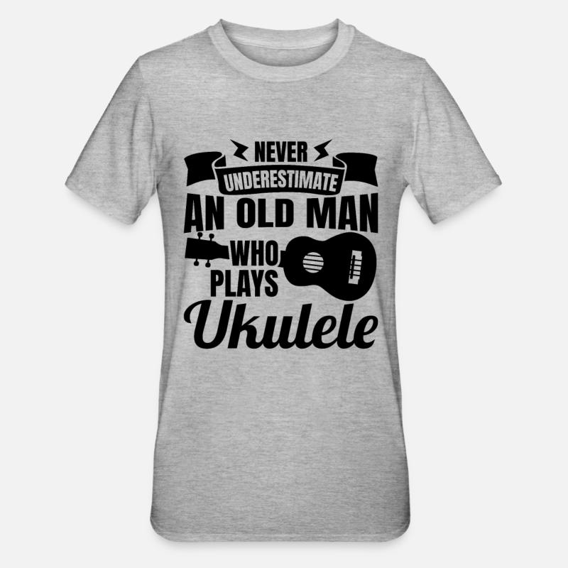 Ukulele Opa - Unisex Polycotton T-Shirt - Grau meliert