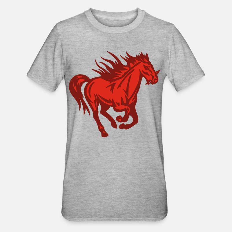 Dämonisches Pferd - Unisex Polycotton T-Shirt - Grau meliert