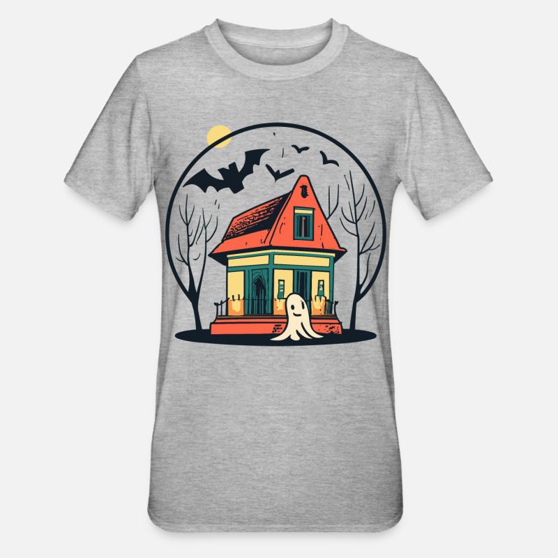 Fantôme de maison hantée - T-shirt polycoton Unisexe - gris chiné