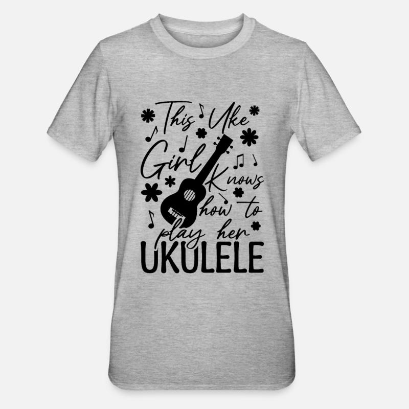 Ukulele Mädchen - Unisex Polycotton T-Shirt - Grau meliert