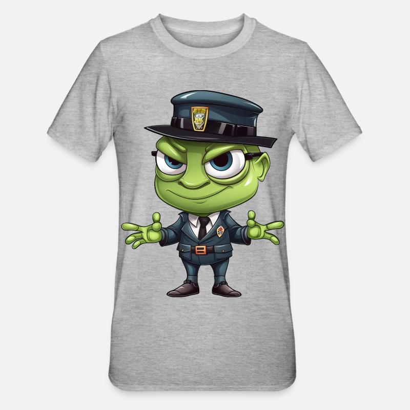 Grasshopper Polizei - Unisex Polycotton T-Shirt - Grau meliert