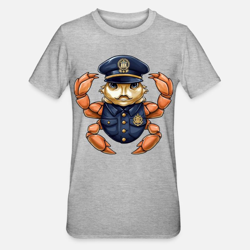 Krebs Polizei - Unisex Polycotton T-Shirt - Grau meliert