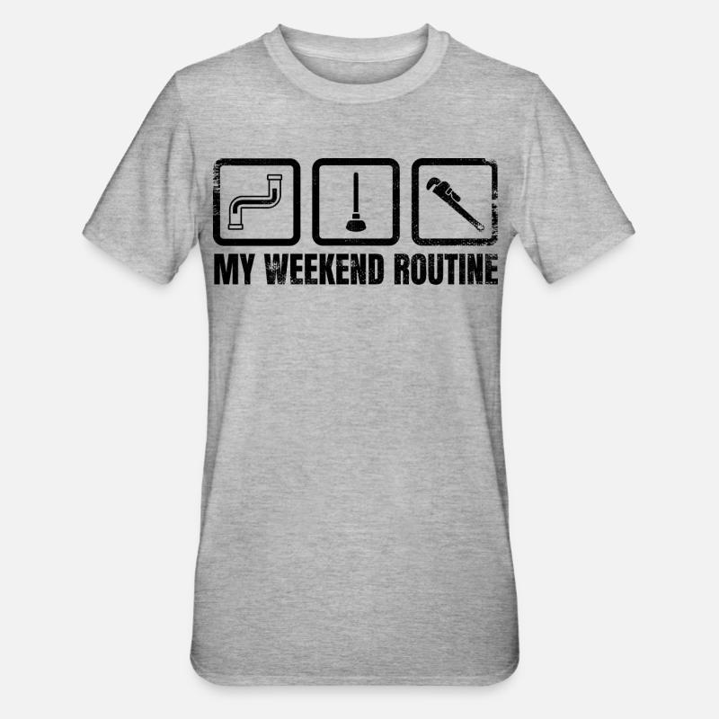 Meine Wochenendroutine - Unisex Polycotton T-Shirt - Grau meliert