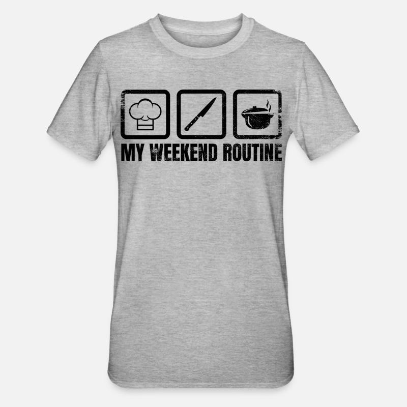 Meine Wochenendroutine - Unisex Polycotton T-Shirt - Grau meliert