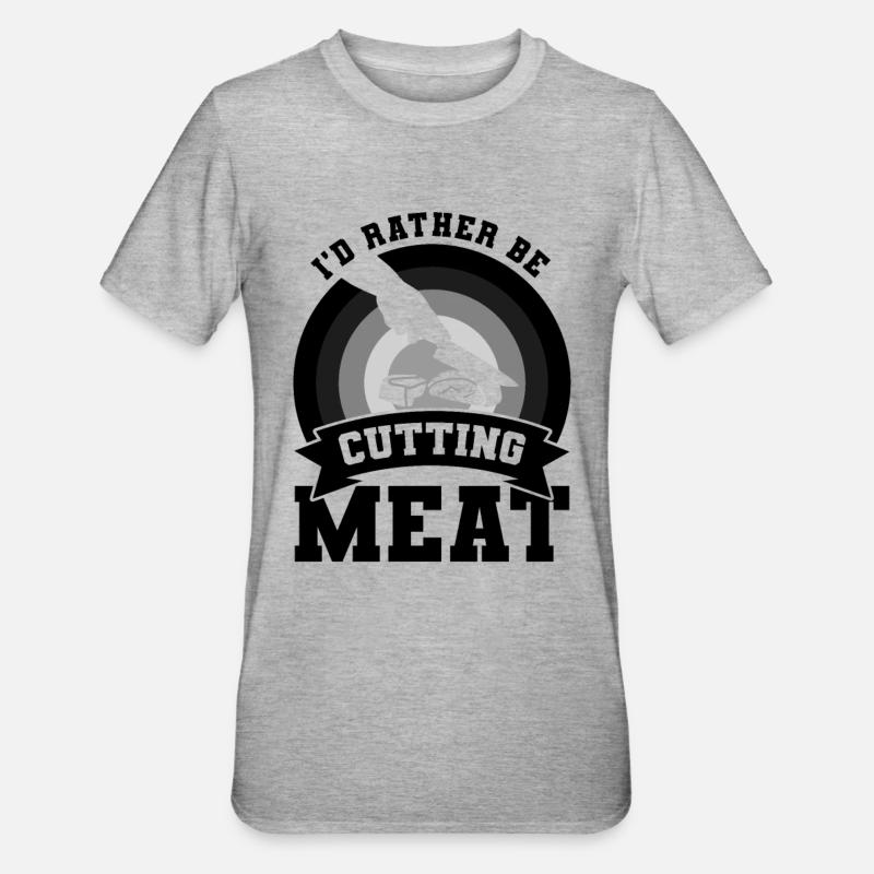 Drôle de boucher qui dit - T-shirt polycoton Unisexe - gris chiné