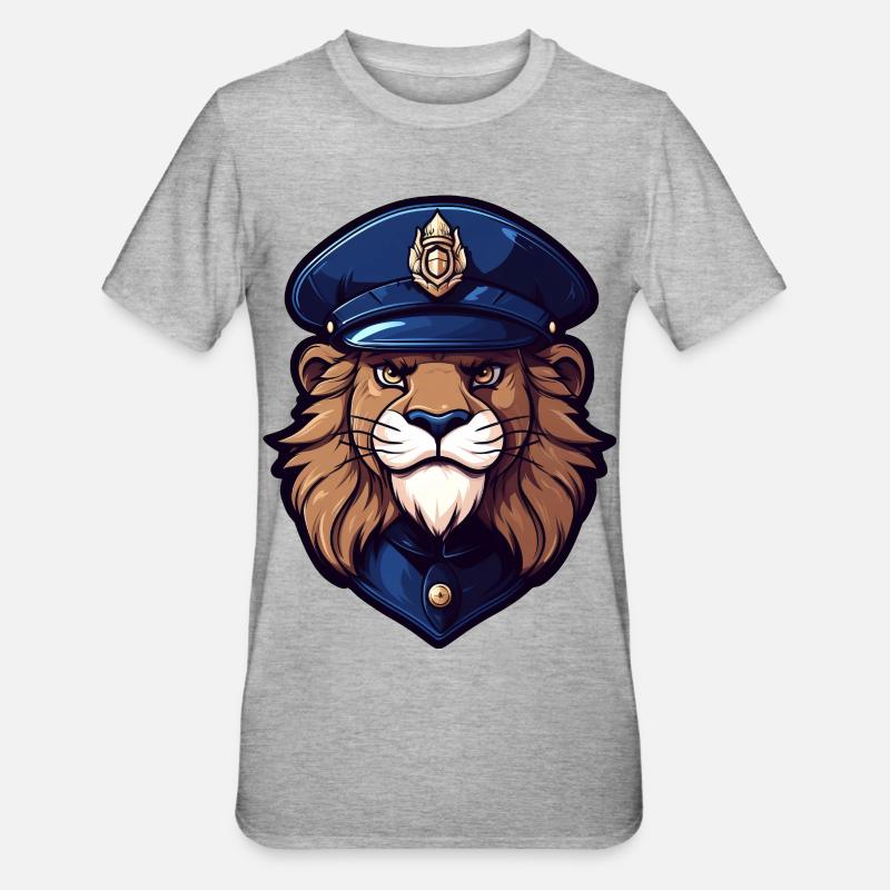 Polizei Löwe - Unisex Polycotton T-Shirt - Grau meliert