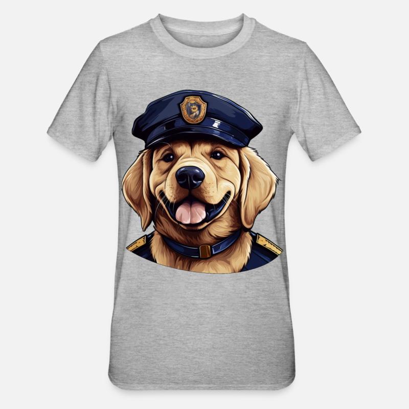 Hunde Polizei - Unisex Polycotton T-Shirt - Grau meliert
