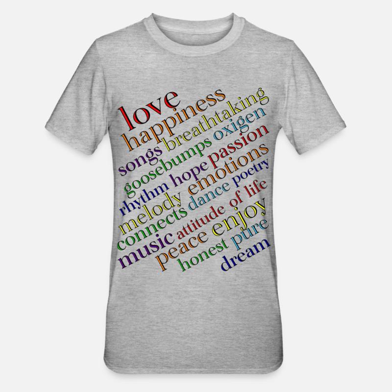 Regenbogen Typografie Lebensfreude - Unisex Polycotton T-Shirt - Grau meliert