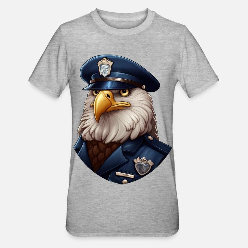 Polizei Eule - Unisex Polycotton T-Shirt - Grau meliert