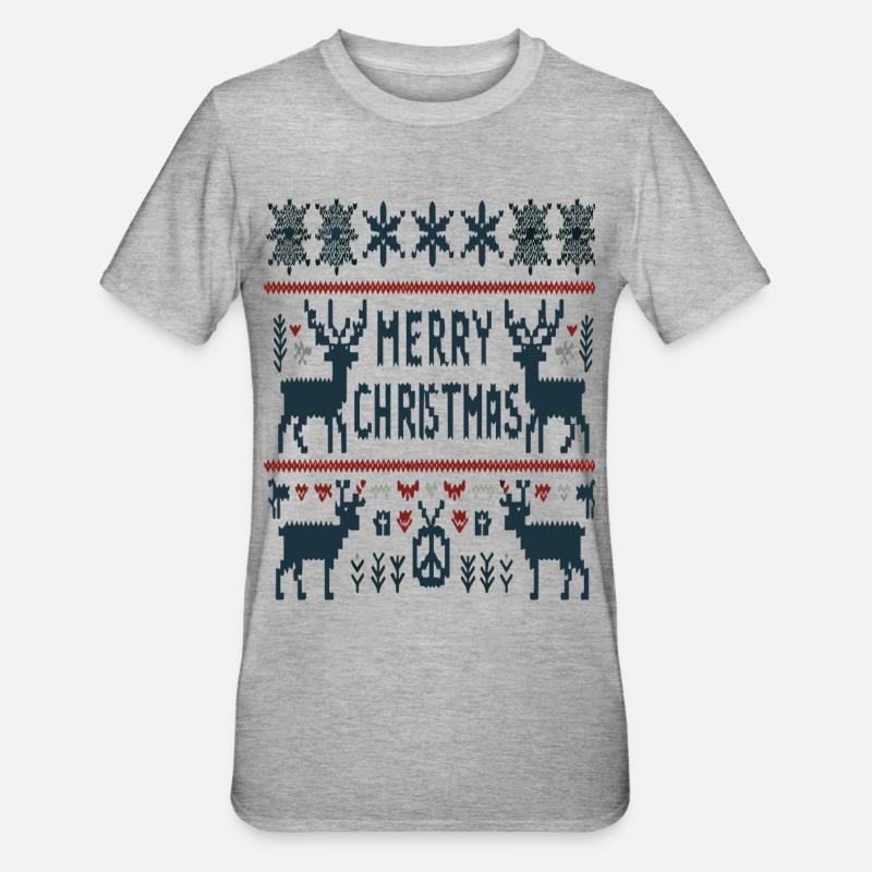 Laid Noël Renne Joyeux Noël - T-shirt polycoton Unisexe - gris chiné