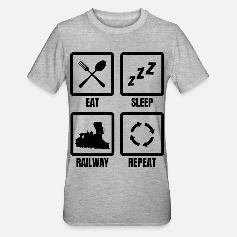Railway Lovers Routine - Unisex Polycotton T-Shirt - heather grey