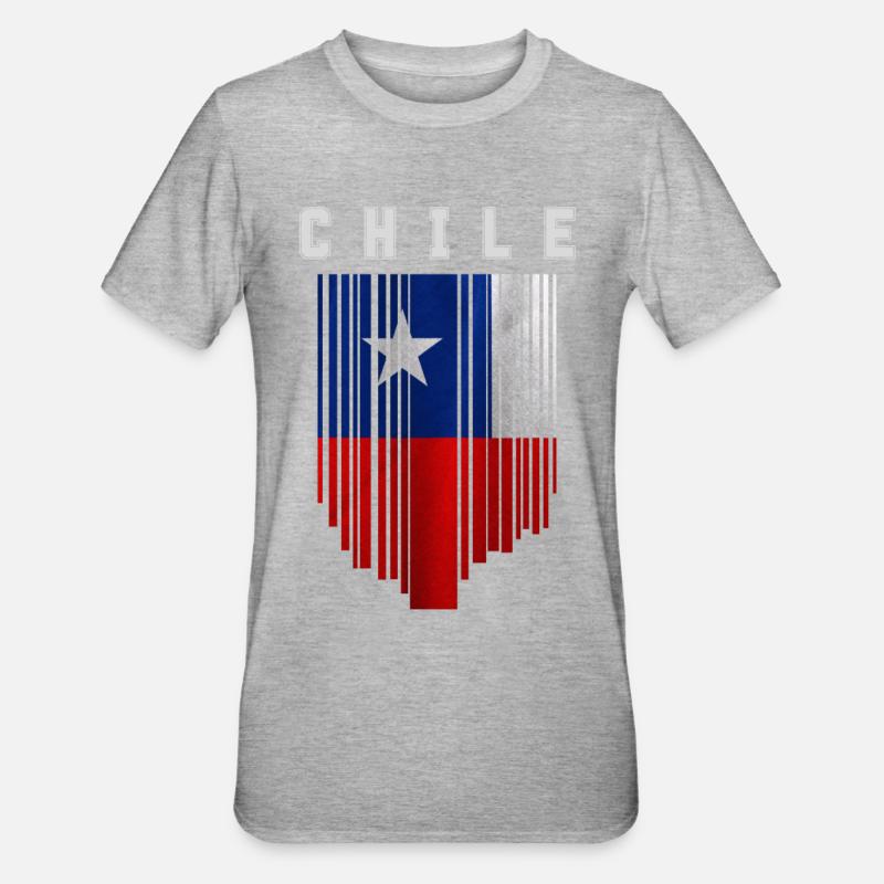 Flagge von Chile - Unisex Polycotton T-Shirt - Grau meliert