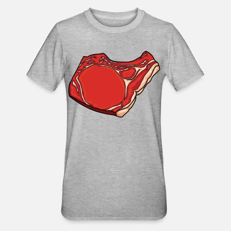 Dessin de steak - T-shirt polycoton Unisexe - gris chiné