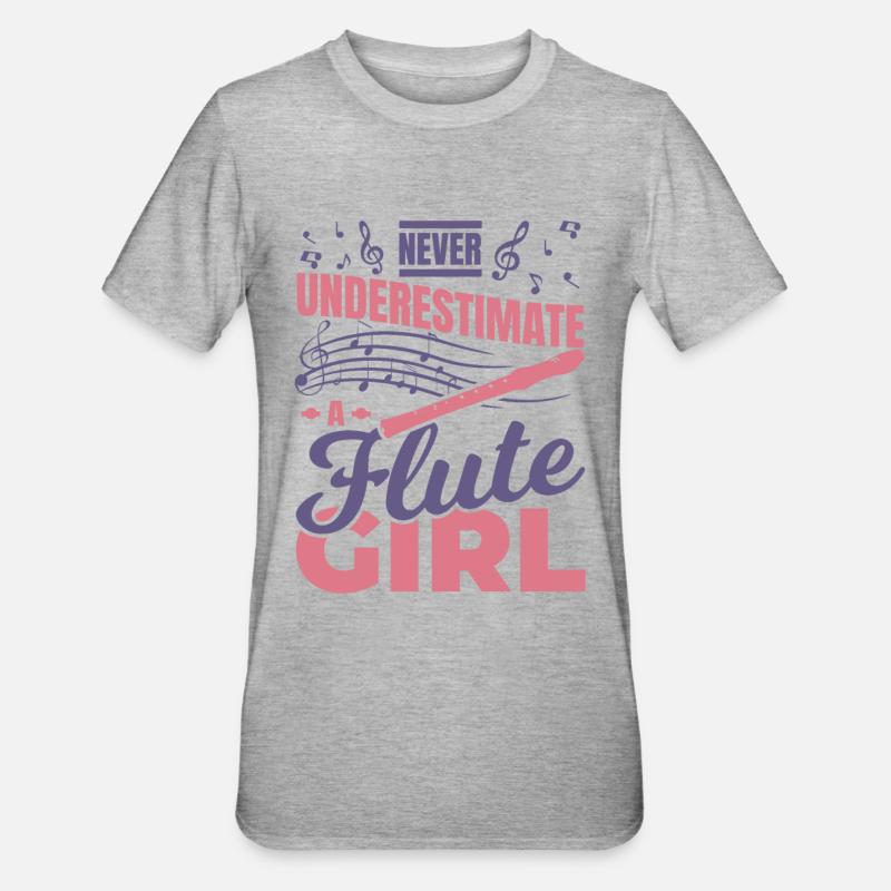 Unterschätze nie ein Flötenmädchen - Unisex Polycotton T-Shirt - Grau meliert