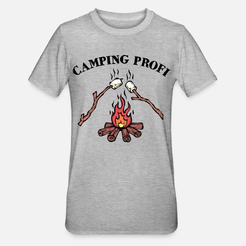 Camping, Campfire, Statement, Hiker, Campsite - Unisex Polycotton T-Shirt - heather grey
