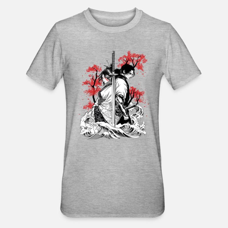 Intertwined samurai souls - Unisex Polycotton T-Shirt - heather grey