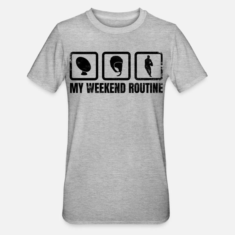 Rugbyspieler Wochenendplan - Unisex Polycotton T-Shirt - Grau meliert