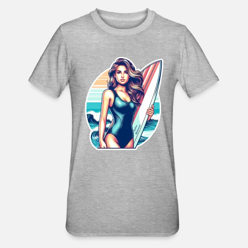 Mädchen Sport Surf 2 - Unisex Polycotton T-Shirt - Grau meliert