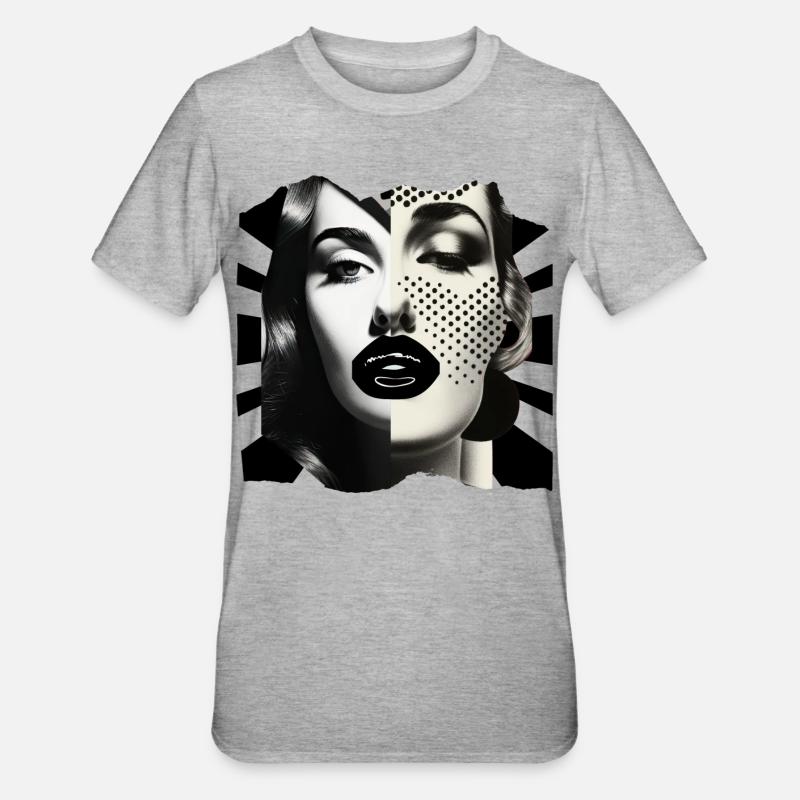 Collage de photos noir et blanc - T-shirt polycoton Unisexe - gris chiné