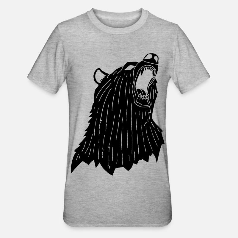 Wütender Schwarzbär - Unisex Polycotton T-Shirt - Grau meliert