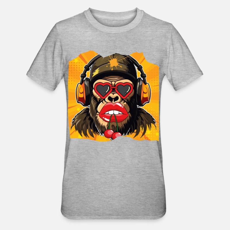 Affe & Kirsche - Unisex Polycotton T-Shirt - Grau meliert