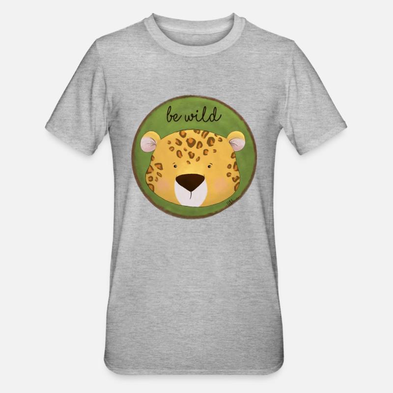 Be Wild – Leopard Design 🐆🌿 - Unisex Polycotton T-Shirt - Grau meliert