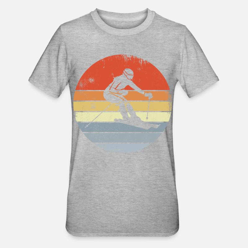 Skifahrer Mädchen - Unisex Polycotton T-Shirt - Grau meliert