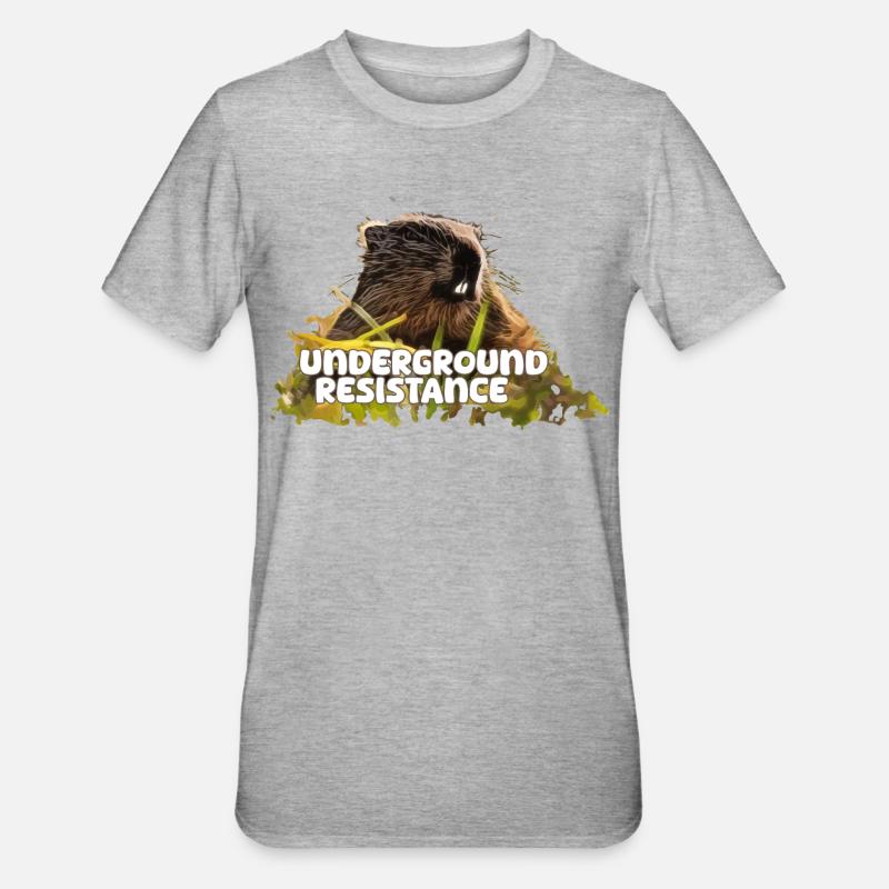 Murmeltier Underground Resistance 2024 - Unisex Polycotton T-Shirt - Grau meliert