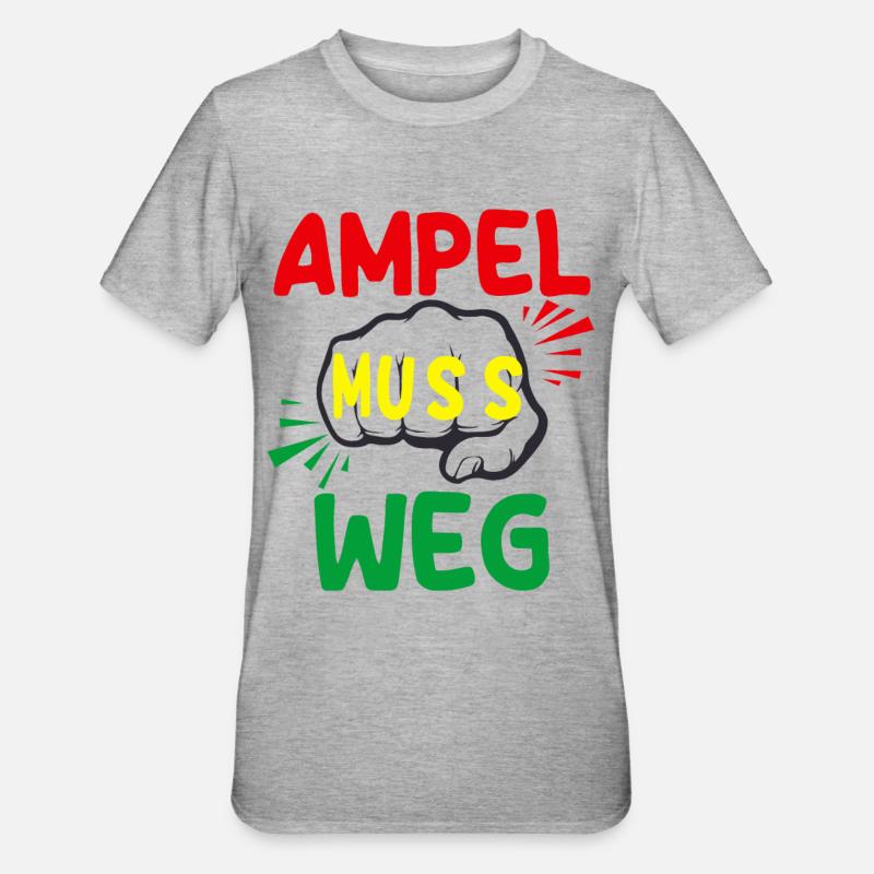 Ampel muss weg - Unisex Polycotton T-Shirt - Grau meliert