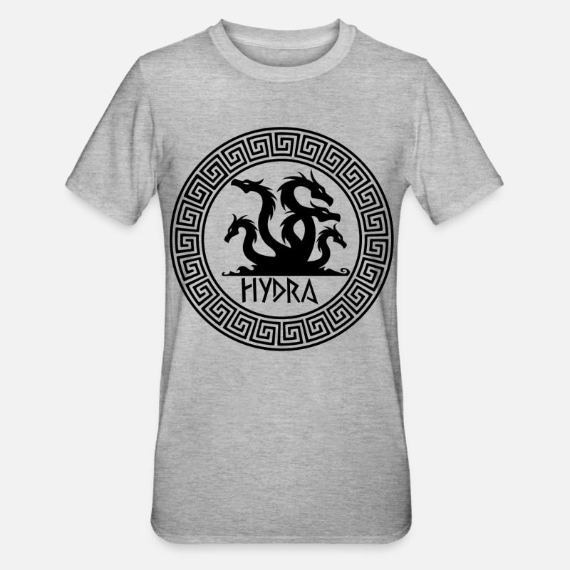 Schwarzes Hydra-Symbol - Unisex Polycotton T-Shirt - Grau meliert