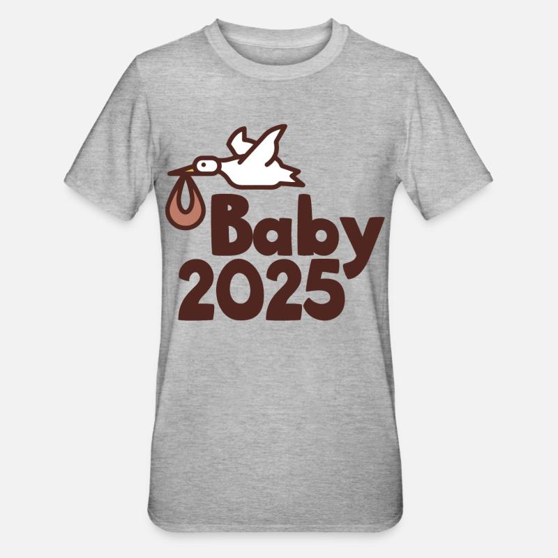 Bébé cigogne 2025 - T-shirt polycoton Unisexe - gris chiné