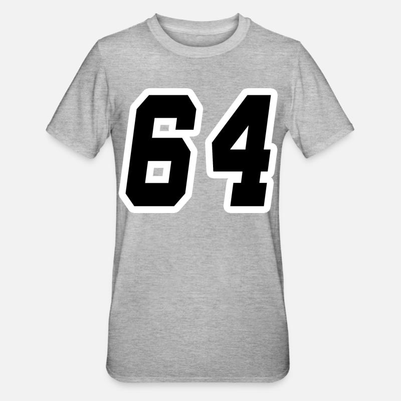 Nummer vierundsechzig 64 - Unisex Polycotton T-Shirt - Grau meliert