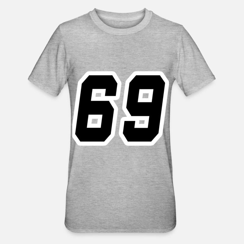 Nummer neunundsechzig 69 - Unisex Polycotton T-Shirt - Grau meliert
