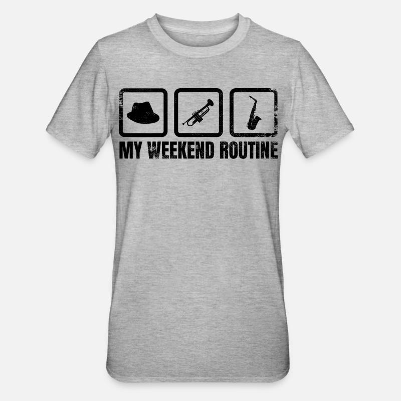 Meine Wochenendroutine - Unisex Polycotton T-Shirt - Grau meliert