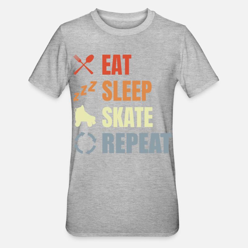 Manger Dormir Patiner Répéter - T-shirt polycoton Unisexe - gris chiné