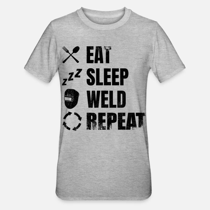 Eat Sleep Répéter la soudure - T-shirt polycoton Unisexe - gris chiné