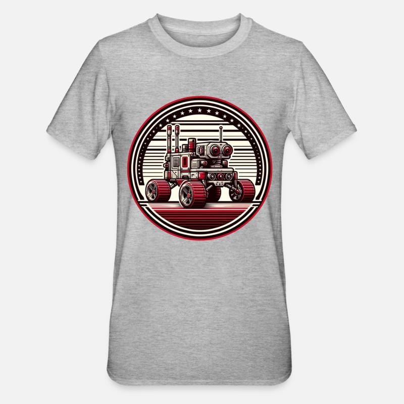 "Celestial Explorer" - Space Rover Badge - Unisex Polycotton T-Shirt - heather grey