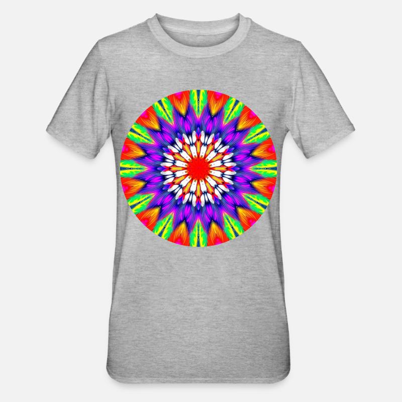 Kaléidoscope Mandala Couleur Rush - T-shirt polycoton Unisexe - gris chiné