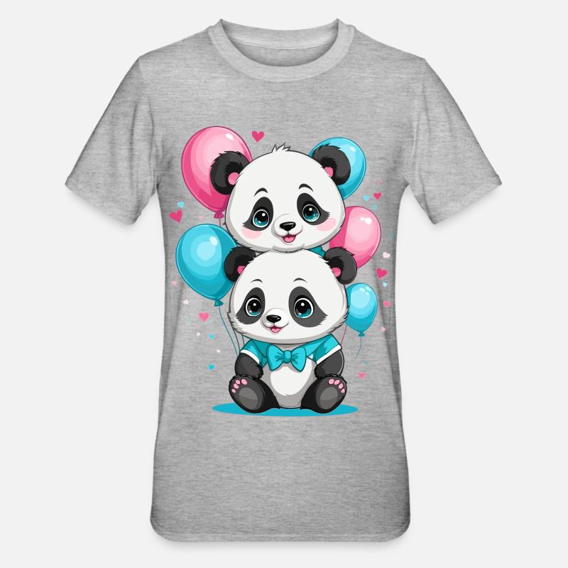 Panda mignon - T-shirt polycoton Unisexe - gris chiné