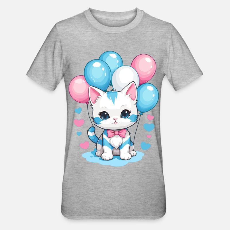 Mignon bébé chat - T-shirt polycoton Unisexe - gris chiné