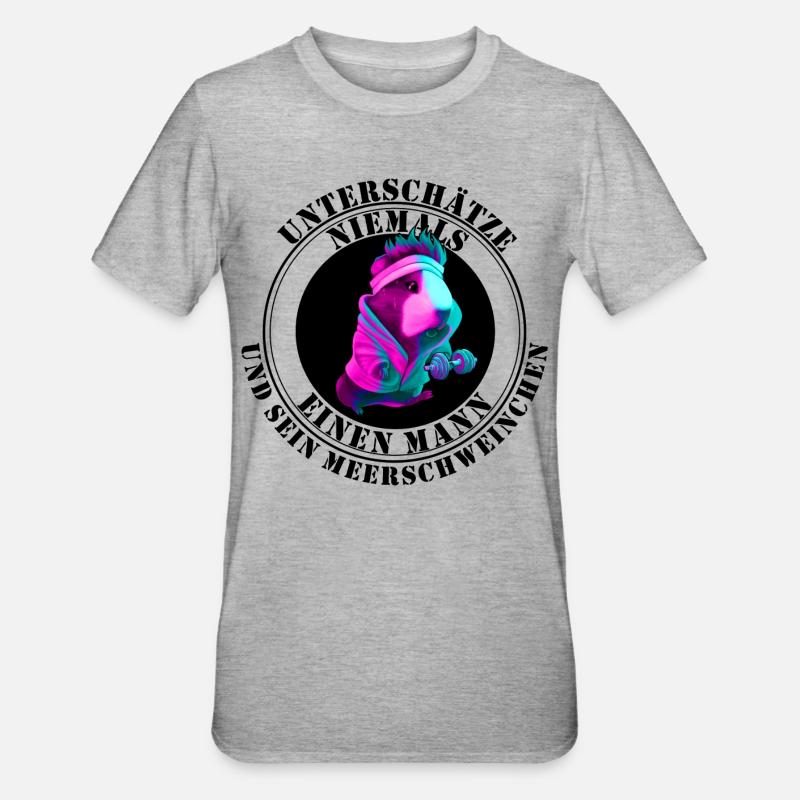 Cochon d’Inde Graphique Meerschweinchen - T-shirt polycoton Unisexe - gris chiné