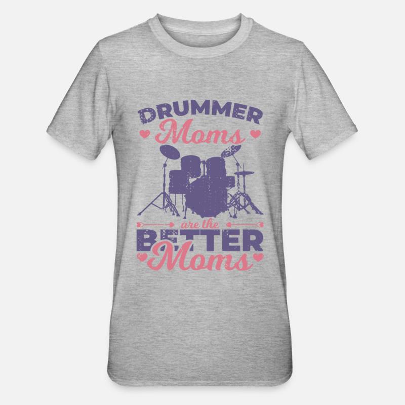Drummer Mama - Unisex Polycotton T-Shirt - Grau meliert