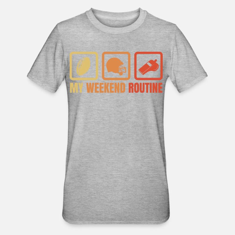 Routine du week-end du footballeur - T-shirt polycoton Unisexe - gris chiné