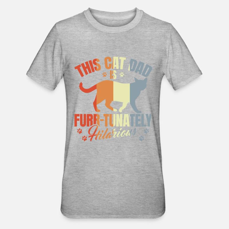 Papa chat - T-shirt polycoton Unisexe - gris chiné