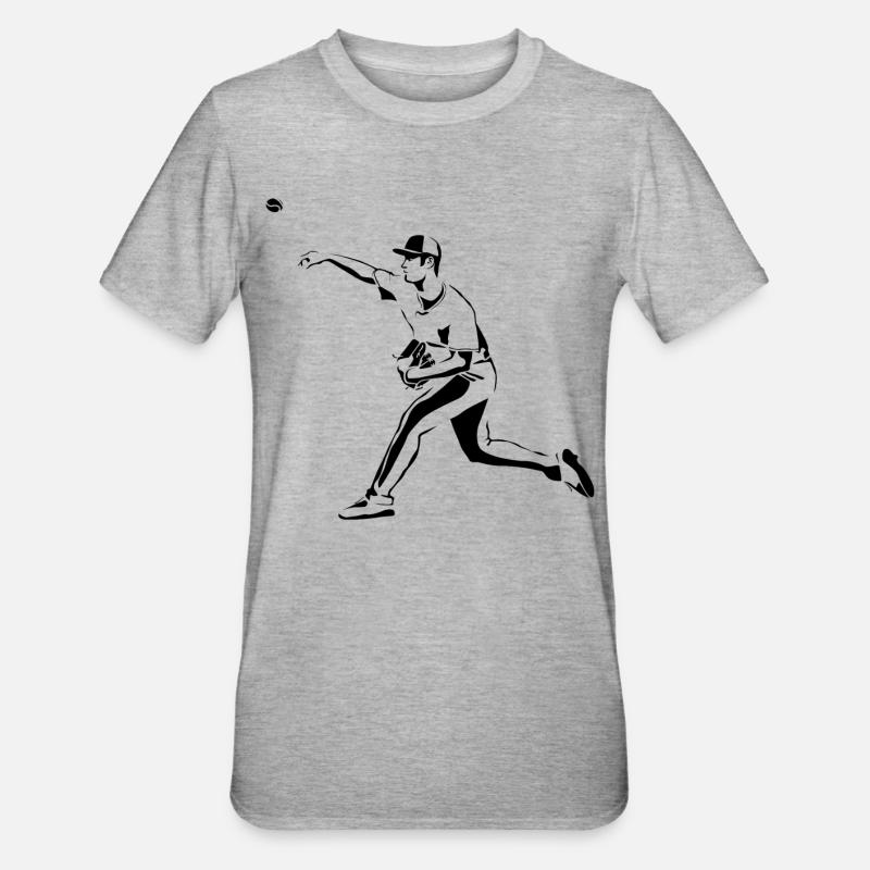 Baseball-Werfer - Unisex Polycotton T-Shirt - Grau meliert